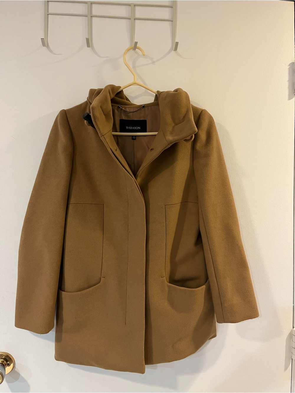 Babaton Camel Hooded Peacoat